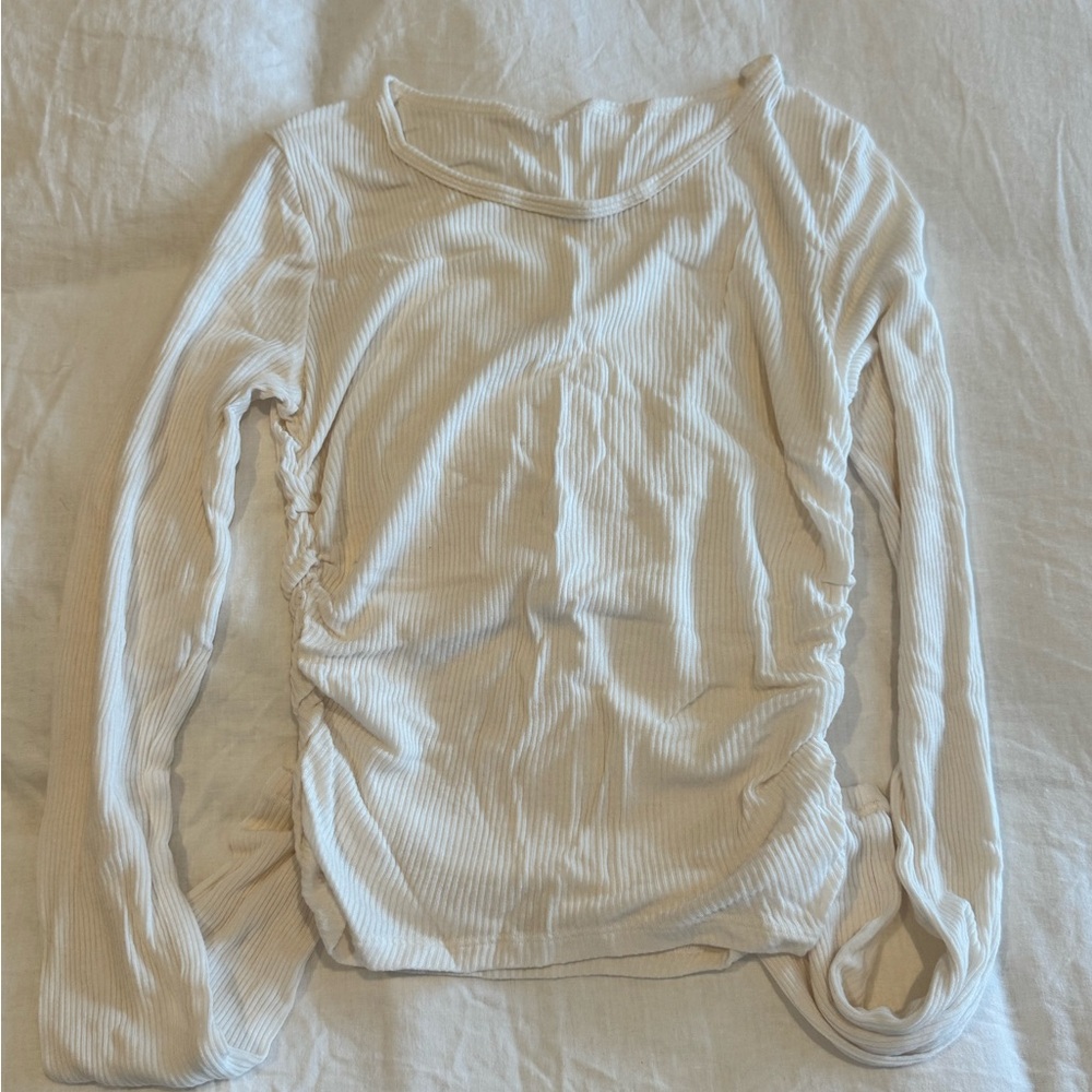 ALO Yoga Cream Long Sleeve Ribbed Tee